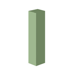 Vertical, light green rectangular prism against a white background, partially shown, viewed in perspective