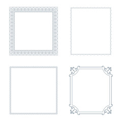 Set of decorative frames Elegant vector element for design in Eastern style, place for text. Floral gray and white borders. Lace illustration for invitations and greeting cards