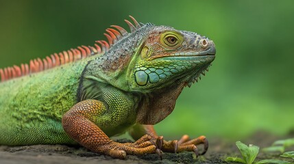 Close-up of a vibrant iguana.