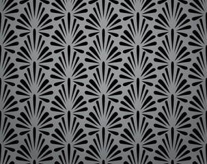 Flower geometric pattern. Seamless vector background. Gray and black ornament. Ornament for fabric, wallpaper, packaging. Decorative print