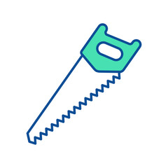 Hand saw icon. Construction tool. Color vector instrument illustration