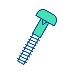 Bolt or screw icon. Construction tool. Color vector instrument illustration