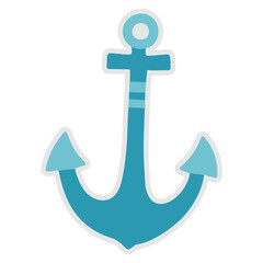 Anchor summer doodle stickers, labels, logos, tags, sign for holiday, travel and vacation.