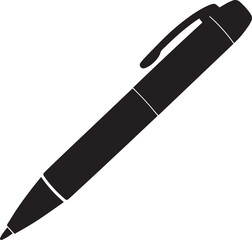 Writing Pen Black Silhouette | Flat Vector Illustration
