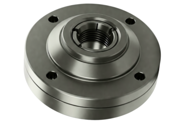 Heavy-duty metal flange used in various industrial applications isolated on a transparent background