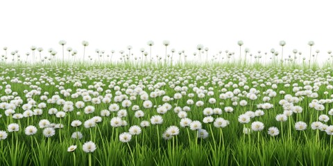 Surreal Grass Field White Flowers AI Art: Dreamlike Landscape Photography
