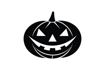 Silhouette art illustration of a grinning jack-o'-lantern with triangle eyes.eps