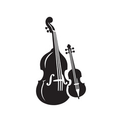 Fototapeta premium Traditional Double Bass Silhouette - Vector Double Bass Graphic - Elegant Bass Art.