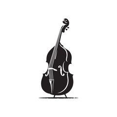 Solid Black Double Bass Silhouette - Double Bass Vector Image - Musical Instrument Icon.