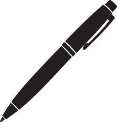 Writing Pen Black Silhouette | Flat Vector Illustration