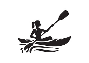 A Woman kayaking Silhouette Vector
