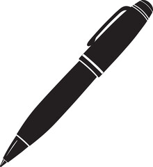 Writing Pen Black Silhouette | Flat Vector Illustration