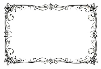 Ornamental Black And White Decorative Frame With Floral Swirls And Filigree