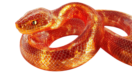 Realistic 3D collage art illustration of a snake isolated on transparent background. PNG