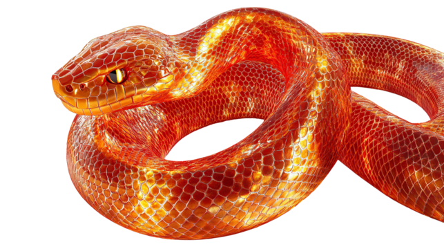 Realistic 3D collage art illustration of a snake isolated on transparent background. PNG - Powered by Adobe