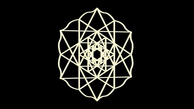 flower and seed of life animation on transparent background. Video footage 4K.