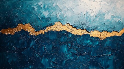 Abstract Blue and Gold Paint Wall Art