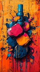 Vibrant Abstract Art on Yellow Wall