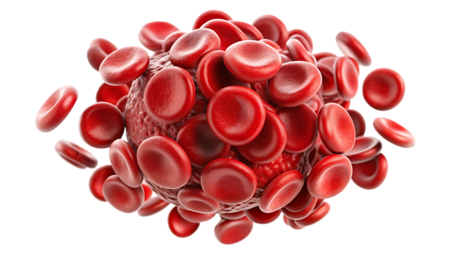Red blood cells cluster isolated on a white background