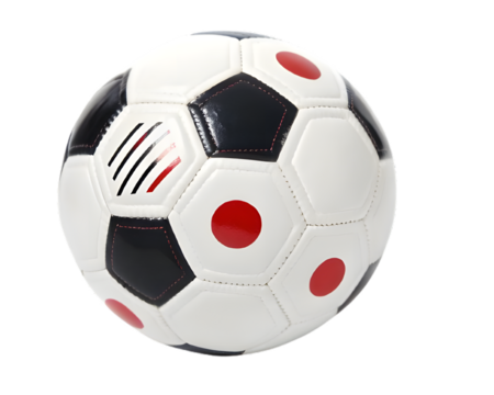Soccer ball with red dots isolated on transparent background