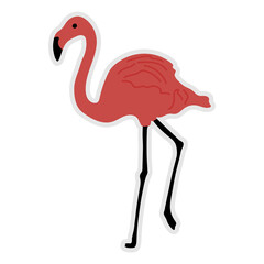 Flamingo summer doodle stickers, labels, logos, tags, sign for holiday, travel and vacation.