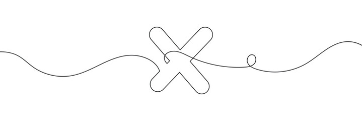 Long line cross icon. X. Continuous line. Vector illustration EPS 10  .