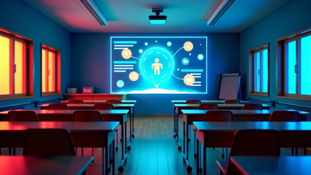 Immersive classroom holographic education projection