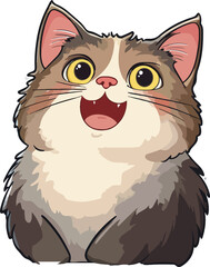 Funny Cat Head Drawing