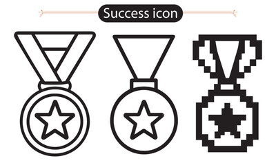 Vector illustration set of medal icons with ribbon symbol for business web design