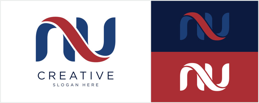 Initials letter NU logo design vector illustration.
