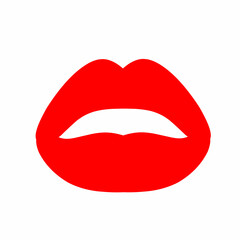 Red woman's thick lips vector isolated on white background.