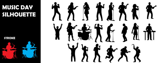 International Music Day Silhouette Vector Collection - Instrumental Performers, Dancers, and Celebration Elements