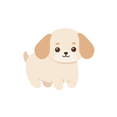 Cute cartoon puppy with soft fur, playfully looking towards the viewer against a white background