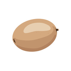 A smooth, oval-shaped potato resting on a clean white background, showcasing its natural texture and color