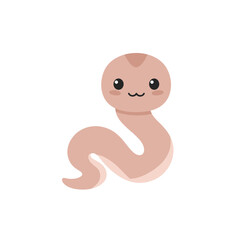 Cute cartoon worm with a smiling face, set against a simple white background