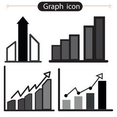 Set of business growth charts with upward arrows illustrating financial success and market profit increase