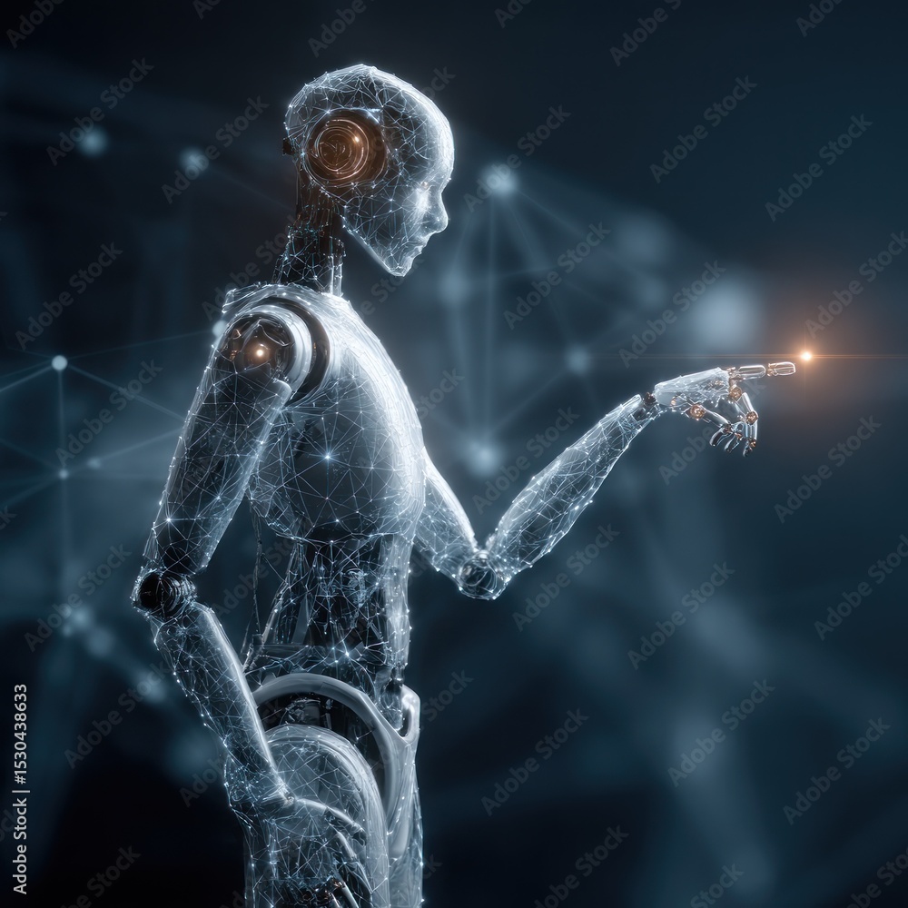 Poster advanced robot pointing with intricate details