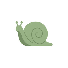 A whimsical green snail gliding across a white background, symbolizing nature's tranquility