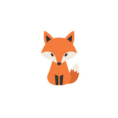 Cute cartoon fox sitting against a plain background, ideal for children's illustrations