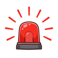 Red Emergency siren icon with exclamation point symbol in flat style. Business concept for web, marketing,banner, mobile app and graphic design elements. Police alarm,Medical alert vector illustration