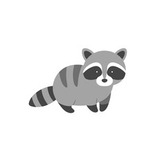 Cartoon raccoon character standing on a white background, ideal for children's media