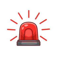 Red Emergency siren icon with exclamation point symbol in flat style. Business concept for web, marketing,banner, mobile app and graphic design elements. Police alarm,Medical alert vector illustration