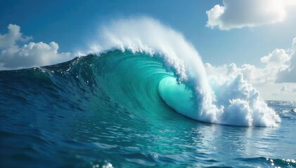 A majestic ocean wave crests, symbolizing leadership, power, and the untamed force of nature  Its powerful surge evokes a sense of command and unwavering strength , water, wild, oceanic