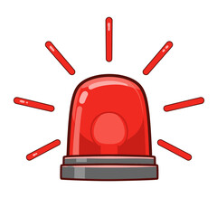 Red Emergency siren icon with exclamation point symbol in flat style. Business concept for web, marketing,banner, mobile app and graphic design elements. Police alarm,Medical alert vector illustration