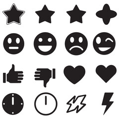 A set of nine different black heart icons, vector illustrations perfect for web design elements or glossy buttons, symbolizing love