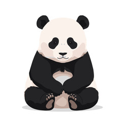 Cute cartoon panda sitting calmly against a plain white background, ideal for children's themes