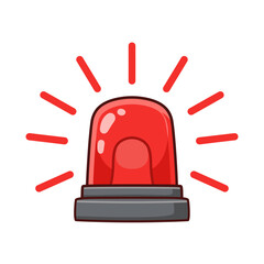 Red Emergency siren icon with exclamation point symbol in flat style. Business concept for web, marketing,banner, mobile app and graphic design elements. Police alarm,Medical alert vector illustration