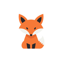 A playful orange fox with a bushy tail, set against a minimalist white background