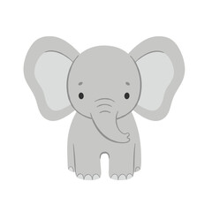 Playful cartoon elephant with a cheerful expression in a bright, whimsical background