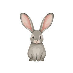 Obraz premium Cute cartoon rabbit with large ears standing against a plain white background